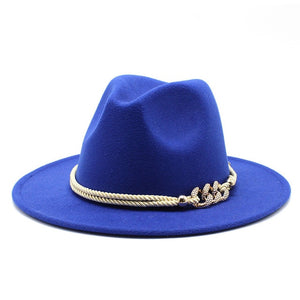 Black/white Wide Brim Simple Church Derby Top Hat Panama Solid Felt Fedoras Hat for Men Women artificial wool Blend Jazz Cap