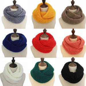 Winter Scarf For Women Men Knitted Warm Scarves Unisex Solid Color O Ring Neck Collar Soft Snood Scarf
