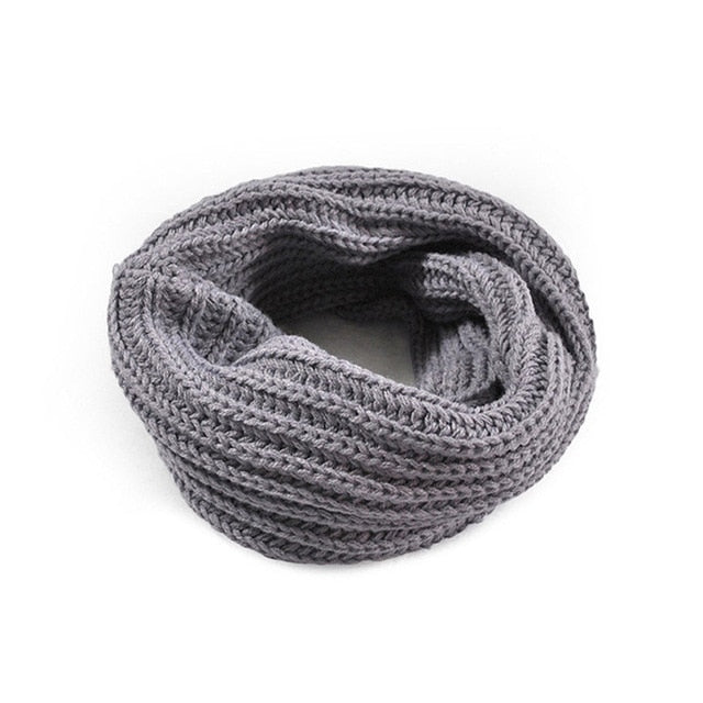 Winter Scarf For Women Men Knitted Warm Scarves Unisex Solid Color O Ring Neck Collar Soft Snood Scarf