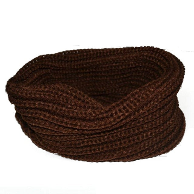 Winter Scarf For Women Men Knitted Warm Scarves Unisex Solid Color O Ring Neck Collar Soft Snood Scarf