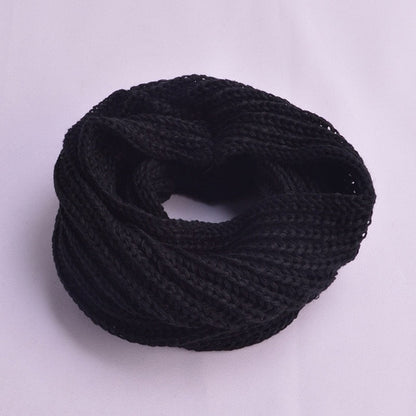 Winter Scarf For Women Men Knitted Warm Scarves Unisex Solid Color O Ring Neck Collar Soft Snood Scarf