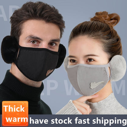 New 2 in 1 women men Earmuffs Mouth Mask Windproof Winter Soft Thick Warm Ear Cover Solid Headphone Earlap for Boys Girls