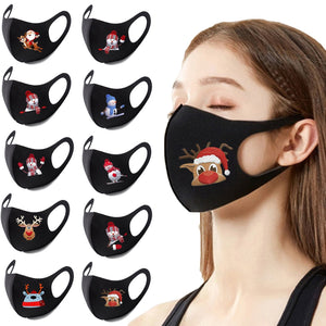 1pc Cotton Face Mouth Mask for Man Woman Adult Reusable Colorful Fabric Face Christmas Print Adult Neutral Washable Mask маска