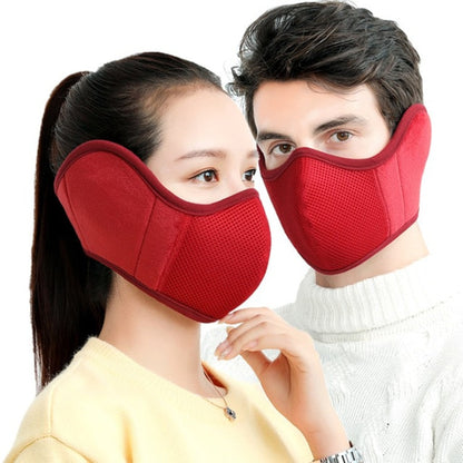 New 2 in 1 women men Earmuffs Mouth Mask Windproof Winter Soft Thick Warm Ear Cover Solid Headphone Earlap for Boys Girls