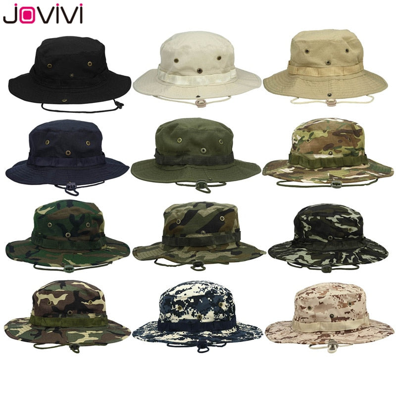 Jovivi Outdoor Boonie Hat Wide Brim Breathable Safari Fishing Hats UV Protection Foldable Military Hat Climbing Summer Hats Caps