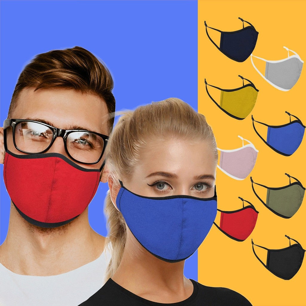 Unisex Pure Color Stitching Washed And Reused Face Mask For Men And Women Halloween Cosplay Protection Breathable Face Mask