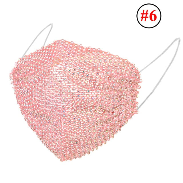 Luxury Jewelry Bling Rhinestone Mask Halloween Women Fashion Elastic Mask Crystal Decorative Mask Dancer Party