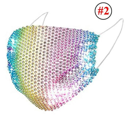 Rhinestone Mask Women Diamond Crytal Decoration Jewelry Facemask Fashion Sexy Glitter Mesh Net Party Show Mouth Mask For Wedding