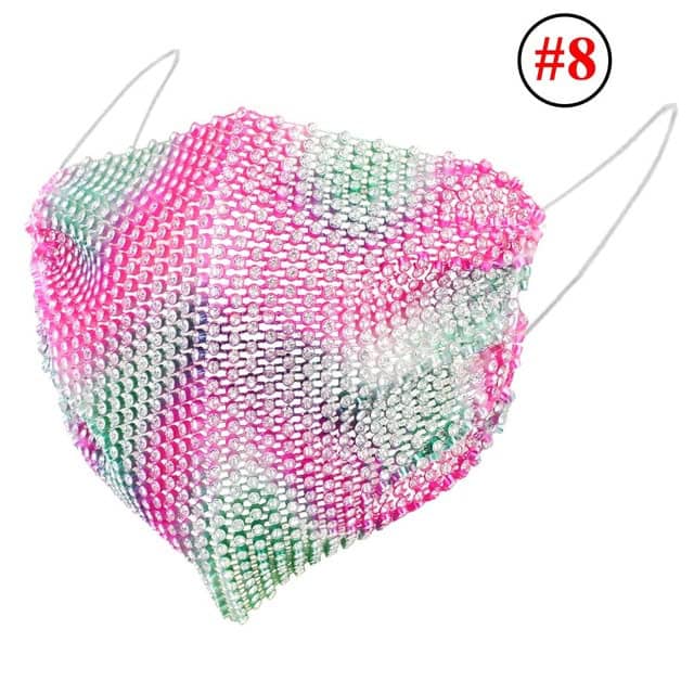 Rhinestone Mask Women Diamond Crytal Decoration Jewelry Facemask Fashion Sexy Glitter Mesh Net Party Show Mouth Mask For Wedding