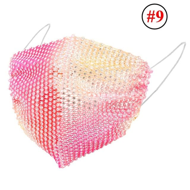 Rhinestone Mask Women Diamond Crytal Decoration Jewelry Facemask Fashion Sexy Glitter Mesh Net Party Show Mouth Mask For Wedding