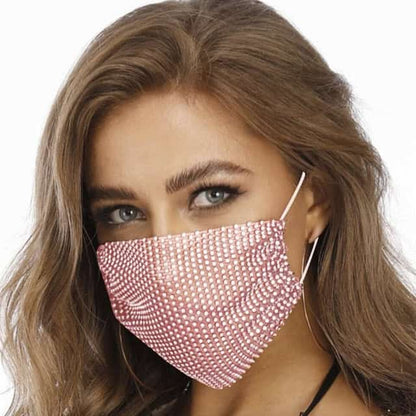 Rhinestone Mask Women Diamond Crytal Decoration Jewelry Facemask Fashion Sexy Glitter Mesh Net Party Show Mouth Mask For Wedding