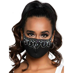 Fashion Women Face Mask With Rhinestone Elastic Reusable Washable Christmas Masks Face Bandana Decor Jewelry Party Gift