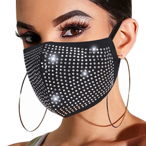 Fashion Women Face Mask With Rhinestone Elastic Reusable Washable Christmas Masks Face Bandana Decor Jewelry Party Gift