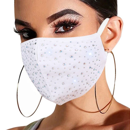 Fashion Women Face Mask With Rhinestone Elastic Reusable Washable Christmas Masks Face Bandana Decor Jewelry Party Gift